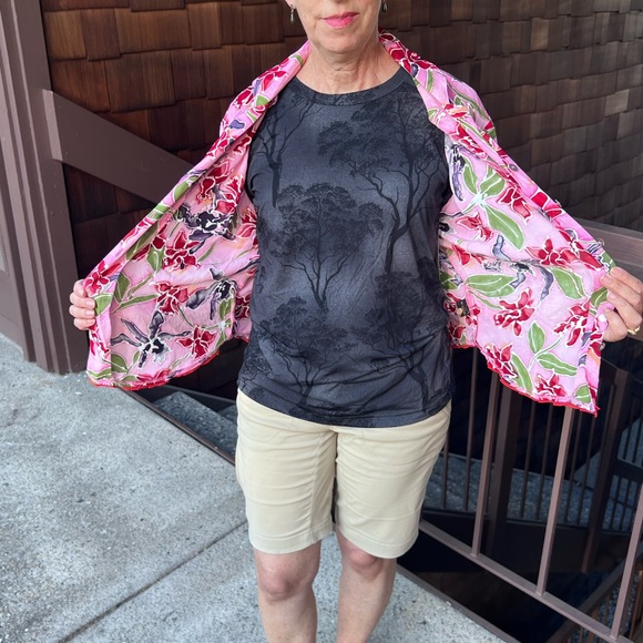 Carole Little vintage pink floral tropical lightweight blouse fits 4/6, XS - Picture 8 of 12